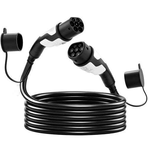 Câble de Recharge Voiture Électrique Type 2 22kw Triphasé Mode 3 Rallonge Cable Recharge Rapide 5m Assuré par PICC Noir